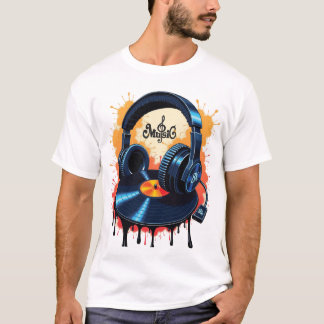 Camiseta Vibrant 8K Vinyl Headphone Art - Melodic Fusion