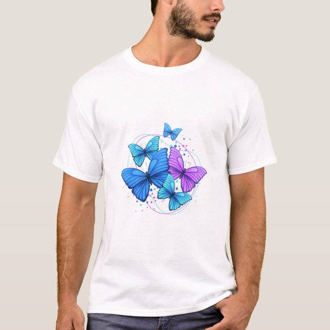 Camiseta Vibrant Blue & Purple Butterfly Artwork – Aestheti (Anverso)