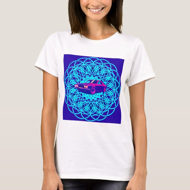 Camiseta Vibrant Car Centered in Geometric Mandala (Anverso)