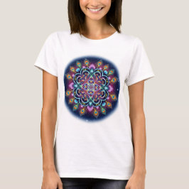Camiseta Vibrant Cosmic Mandala Art