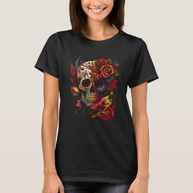 Camiseta Vibrant Dia de los Muertos Skull (Anverso)