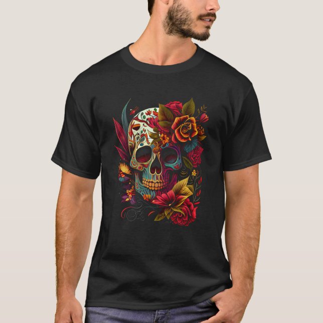 Camiseta Vibrant Dia de los Muertos Skull (Anverso)