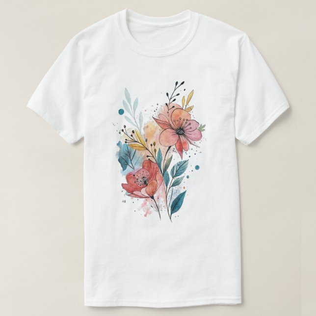 Camiseta Vibrant Floral Watercolor Design (Diseño del anverso)
