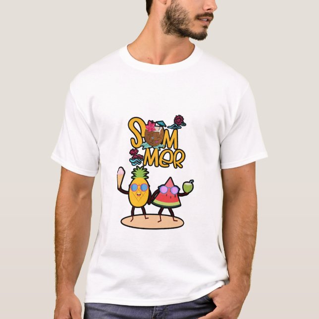 Camiseta Vibrant Hello Summer | Colorful Ocean Animals  (Anverso)