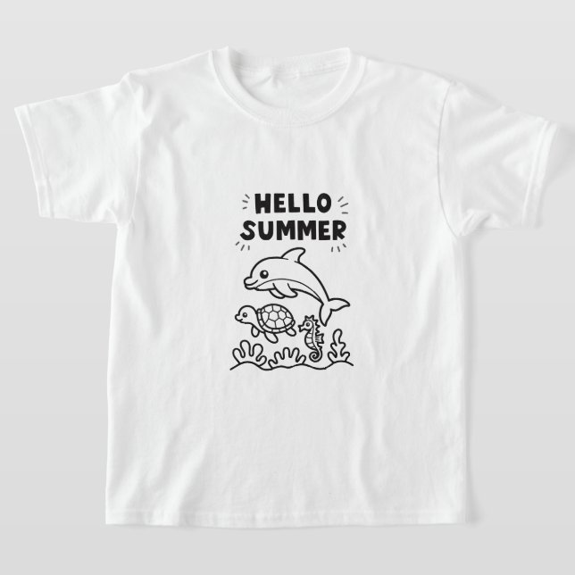 Camiseta  Vibrant Hello Summer | Colorful Ocean Animals (Distribución)