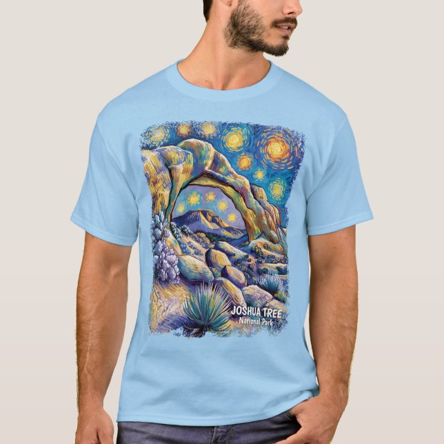Camiseta Vibrant Joshua Tree Desert Rocks Modern Van Gogh (Anverso)