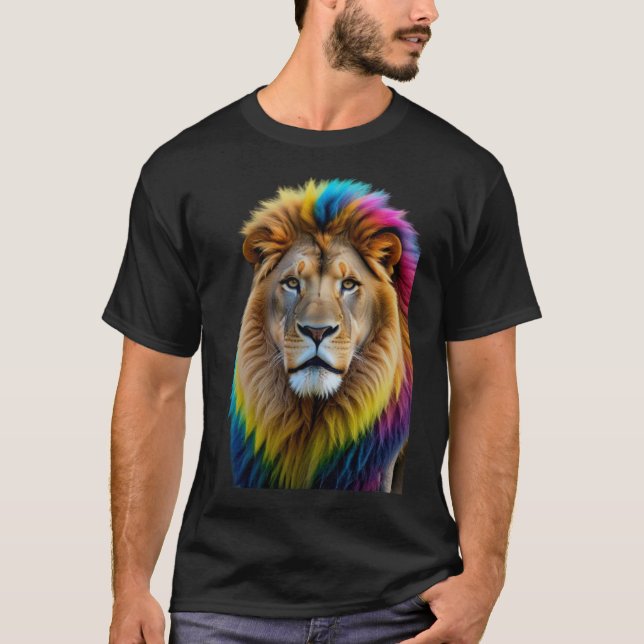 Camiseta Vibrant Lion Design Colorful Animal Art (Anverso)