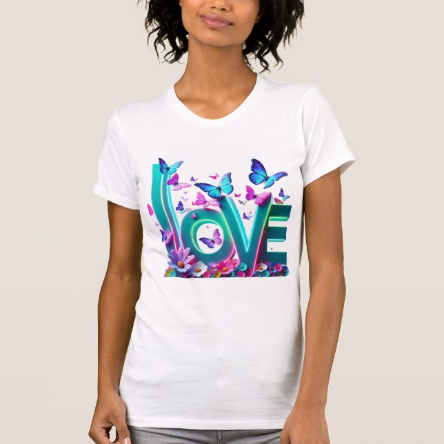 Camiseta Vibrant Love and Butterflies – Colorful Floral Art (Anverso)