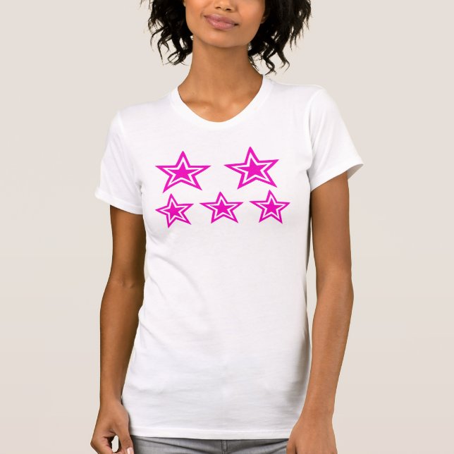 Camiseta Vibrant Magenta Star Shapes Graphic (Anverso)