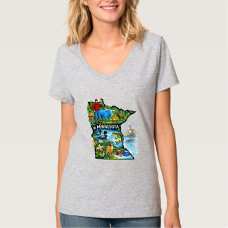 Camiseta Vibrant Minnesota State Map-Paul Bunyan/Northwoods