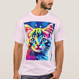 Camiseta Vibrant Neon Kitty Art