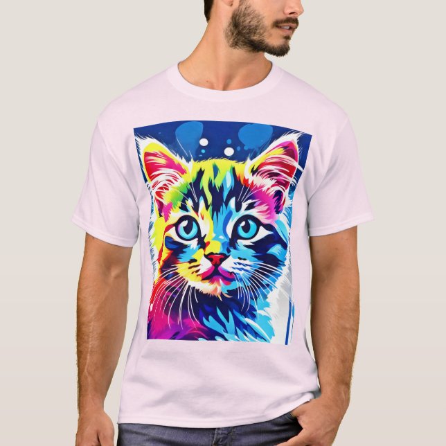 Camiseta Vibrant Neon Kitty Art (Anverso)