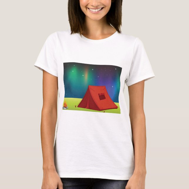 Camiseta Vibrant Northern Lights Camping Tent Night (Anverso)