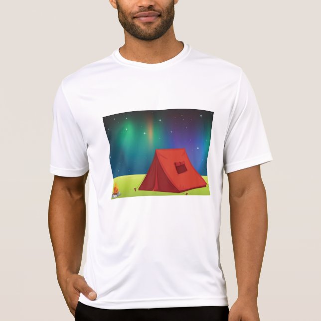 Camiseta Vibrant Northern Lights Camping Tent Night (Anverso)