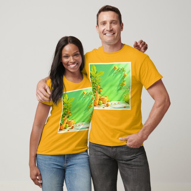 Camiseta Vibrant Orange Green Still Life Design (Unisexo)