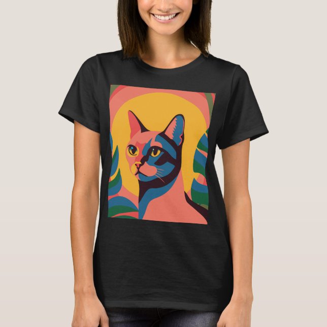 Camiseta Vibrant Pop Art Cat Portrait (Anverso)