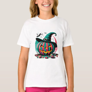 Camiseta Vibrant Pop Art Witch Hat Pumpkin Halloween