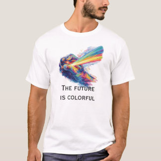 Camiseta Vibrant Prism Hand: Rainbow Neon Spray