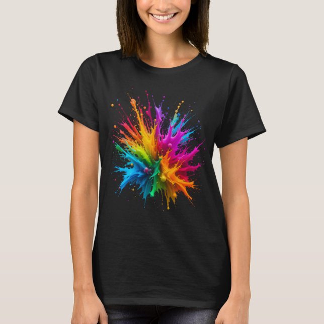 Camiseta Vibrant Rainbow Paint Splatter Explosion (Anverso)