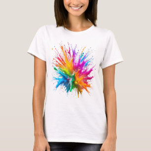 Camiseta Vibrant Rainbow Paint Splatter Explosion