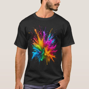 Camiseta Vibrant Rainbow Paint Splatter Explosion