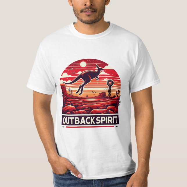 Camiseta Vibrant Red Retro Desert Kangaroo Outback (Anverso)