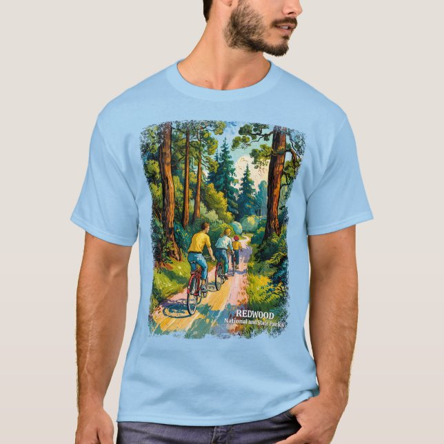 Camiseta Vibrant Redwood Forest Family Bike Ride Custom (Anverso)