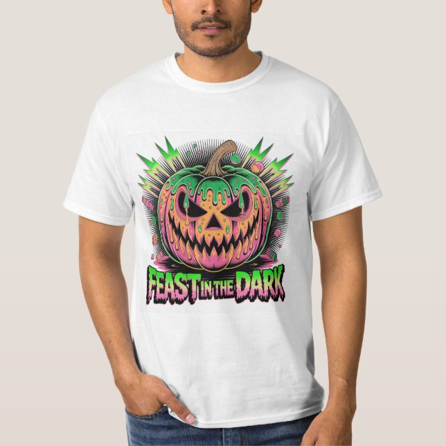 Camiseta Vibrant Scary Pumpkin Pop Art (Anverso)
