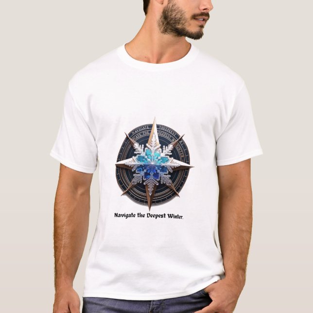 Camiseta Vibrant Snowflake T-Shirt, Compass Metallic Art (Anverso)