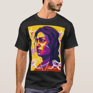 Camiseta Vibrant Stylized Portrait with Abstract Elements