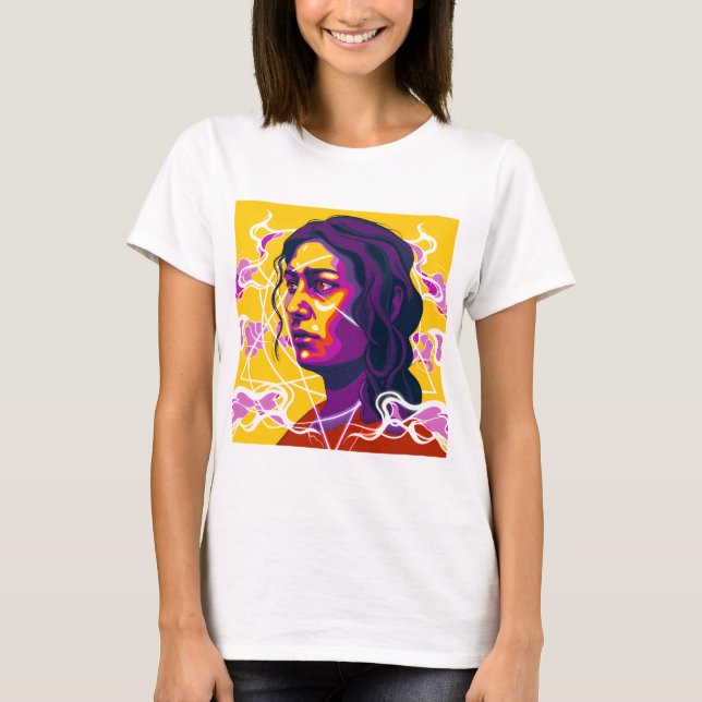 Camiseta Vibrant Stylized Portrait with Abstract Elements (Anverso)