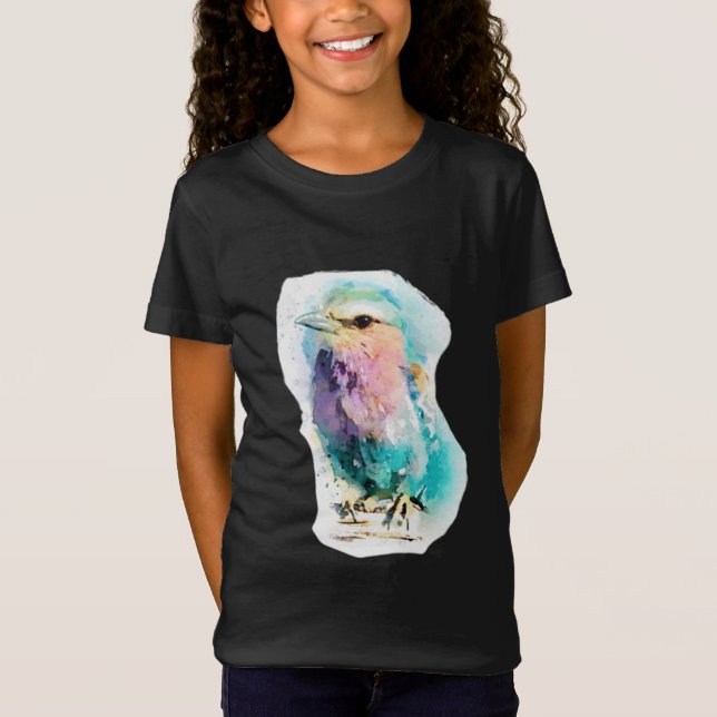 Camiseta Vibrant Watercolor Bird Black Graphic Tee Artistic (Anverso)