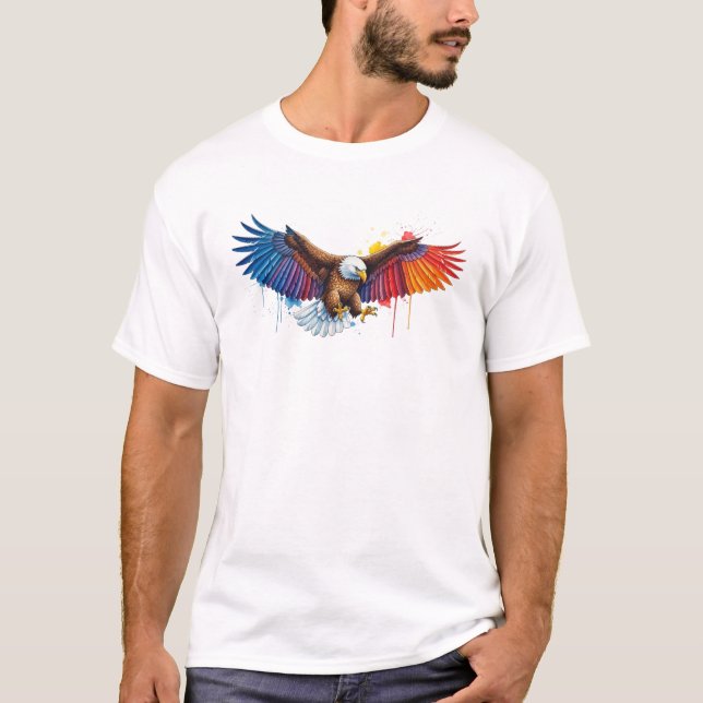 Camiseta Vibrant Watercolor Eagle with Spread Wings   (Anverso)
