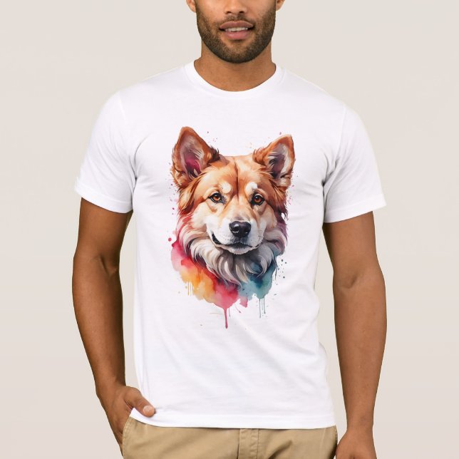 Camiseta Vibrante acuarela Perro Loyal Companion Art (Anverso)