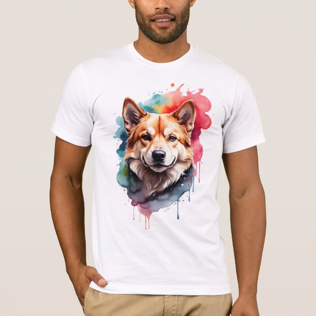 Camiseta Vibrante acuarela Perro Loyal Companion Art (Anverso)