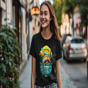 Camiseta Vibrante amanecer en la trucha arcoiris de ensueño