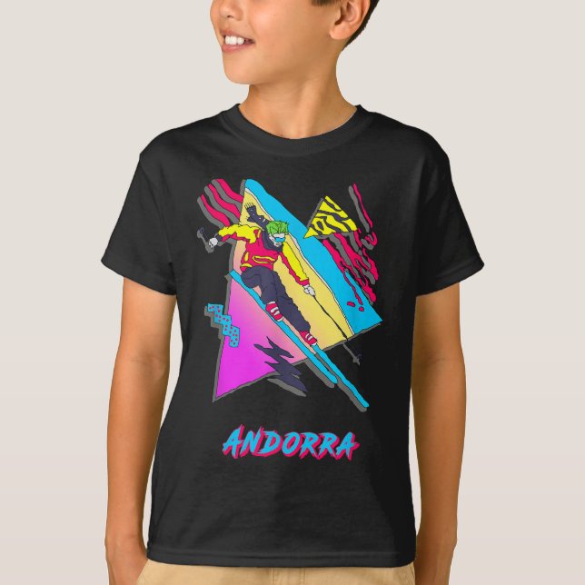 Camiseta Vibrante Andorra Esquiar Aventura Gráfica (Anverso)
