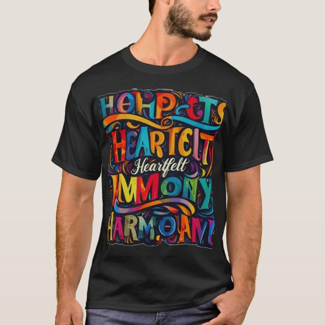 Camiseta Vibrante Armonía Sólida Tipografía Arte Tee (Anverso)