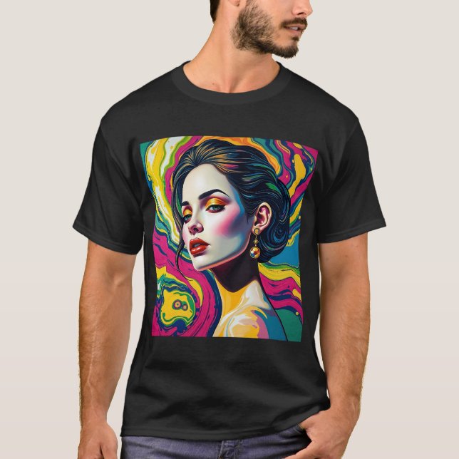Camiseta Vibrante arte de retratos surrealistas (Anverso)