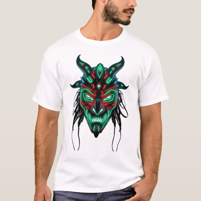 Camiseta Vibrante arte en el circuito de Neon de la cara tr (Anverso)