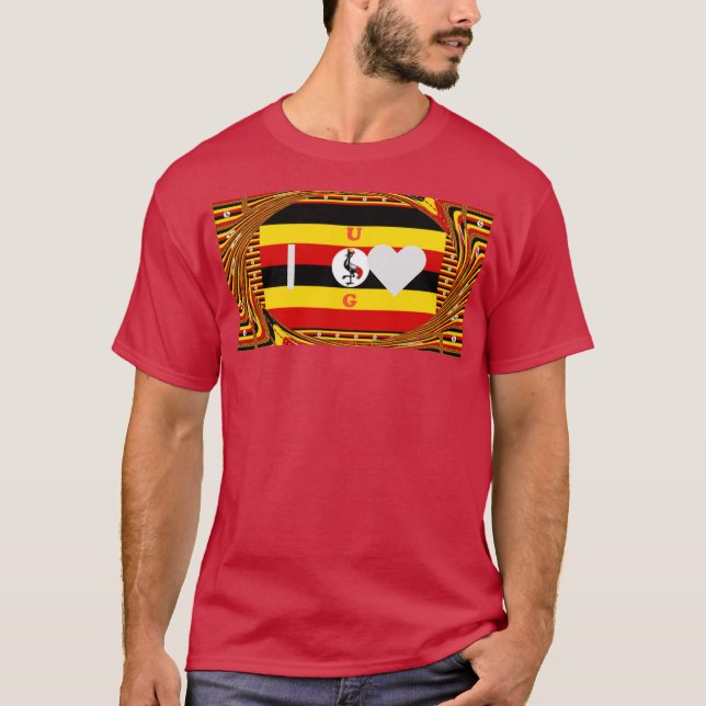 Camiseta Vibrante arte inspirado en la bandera de Uganda (Anverso)