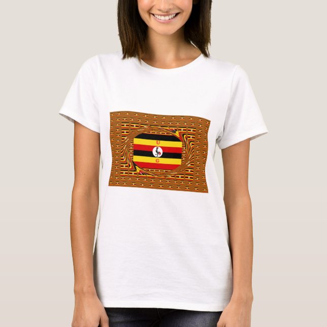 Camiseta Vibrante arte inspirado en la bandera de Uganda (Anverso)