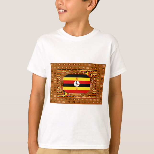 Camiseta Vibrante arte inspirado en la bandera de Uganda (Anverso)