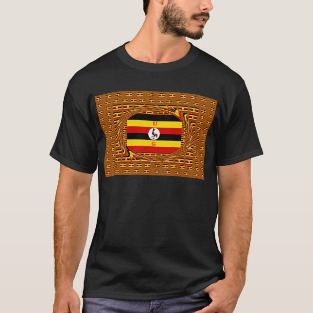Camiseta Vibrante arte inspirado en la bandera de Uganda (Anverso)