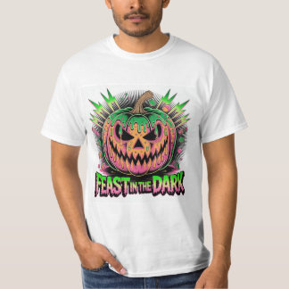 Camiseta Vibrante Arte Pop de Calabaza de Terror