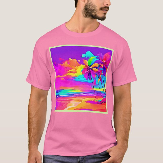 Camiseta Vibrante arte tropical de costura (Anverso)