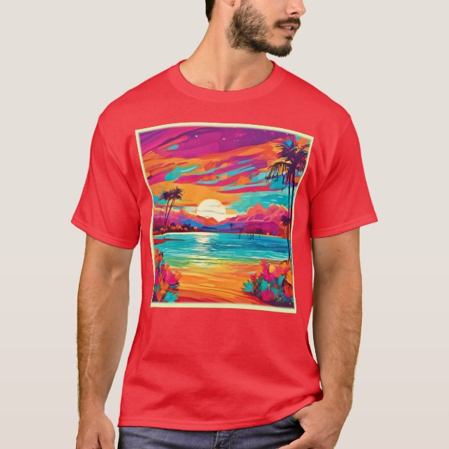 Camiseta Vibrante atardecer tropical (Anverso)