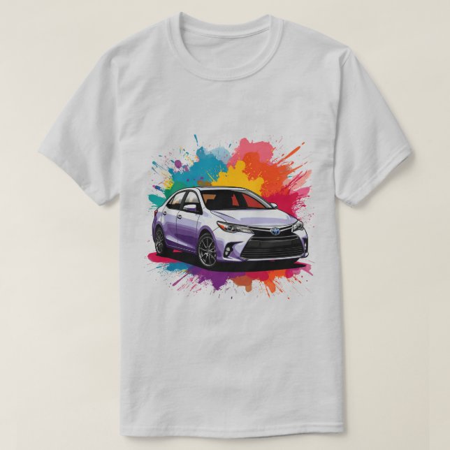 Camiseta Vibrante auto deportivo con salpicaduras de colore (Diseño del anverso)