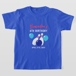 Camiseta Vibrante Blue y Red Bowling 6º cumpleaños