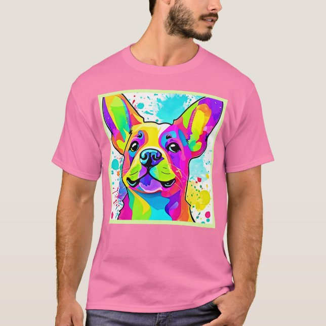 Camiseta Vibrante Bulldog Frenchie Arte Cachorro (Anverso)
